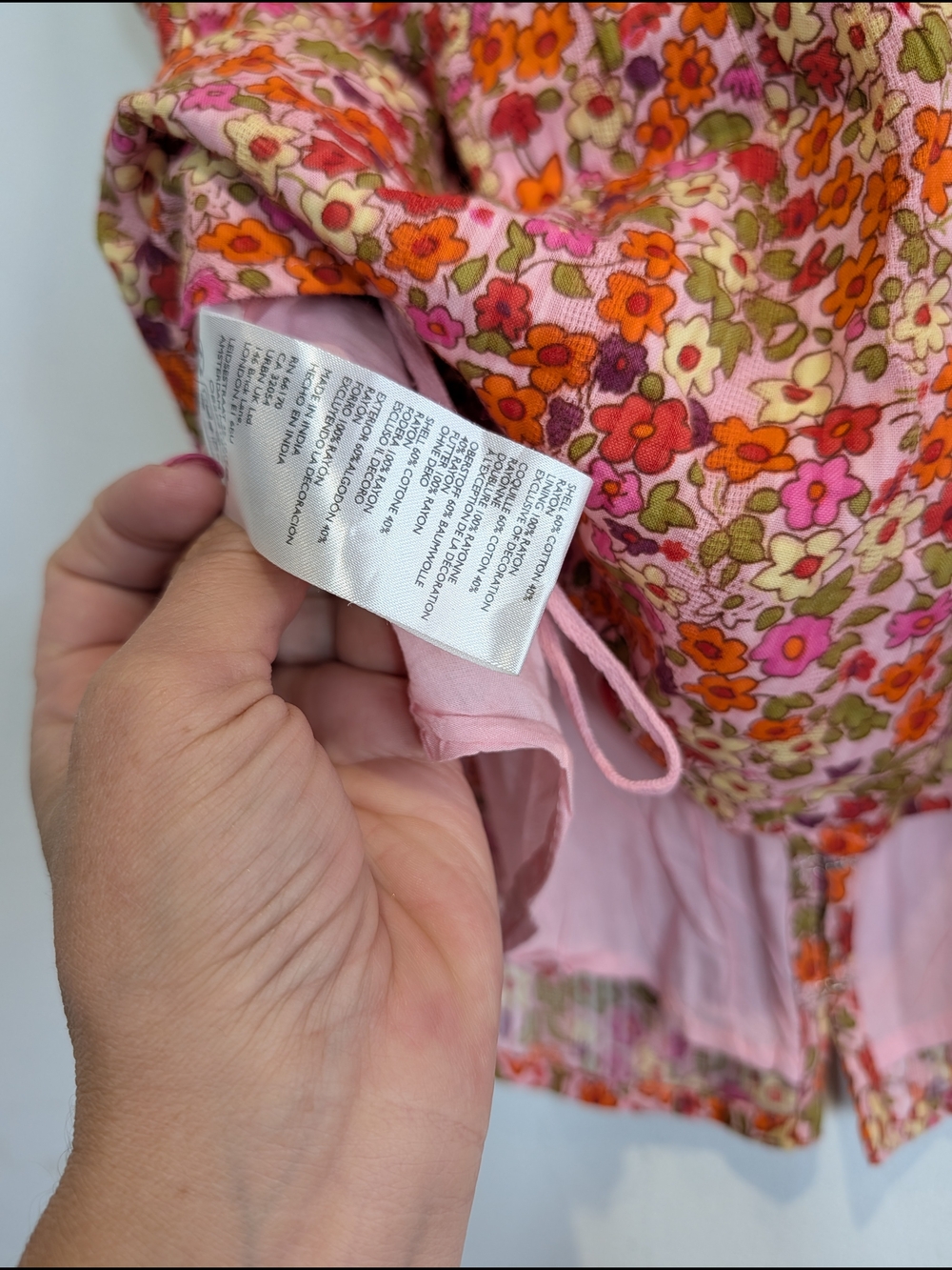 NWT Free People Ellia Floral Tie-Front Sleeveless Top in Pink, Size Small - Picture 5 of 5